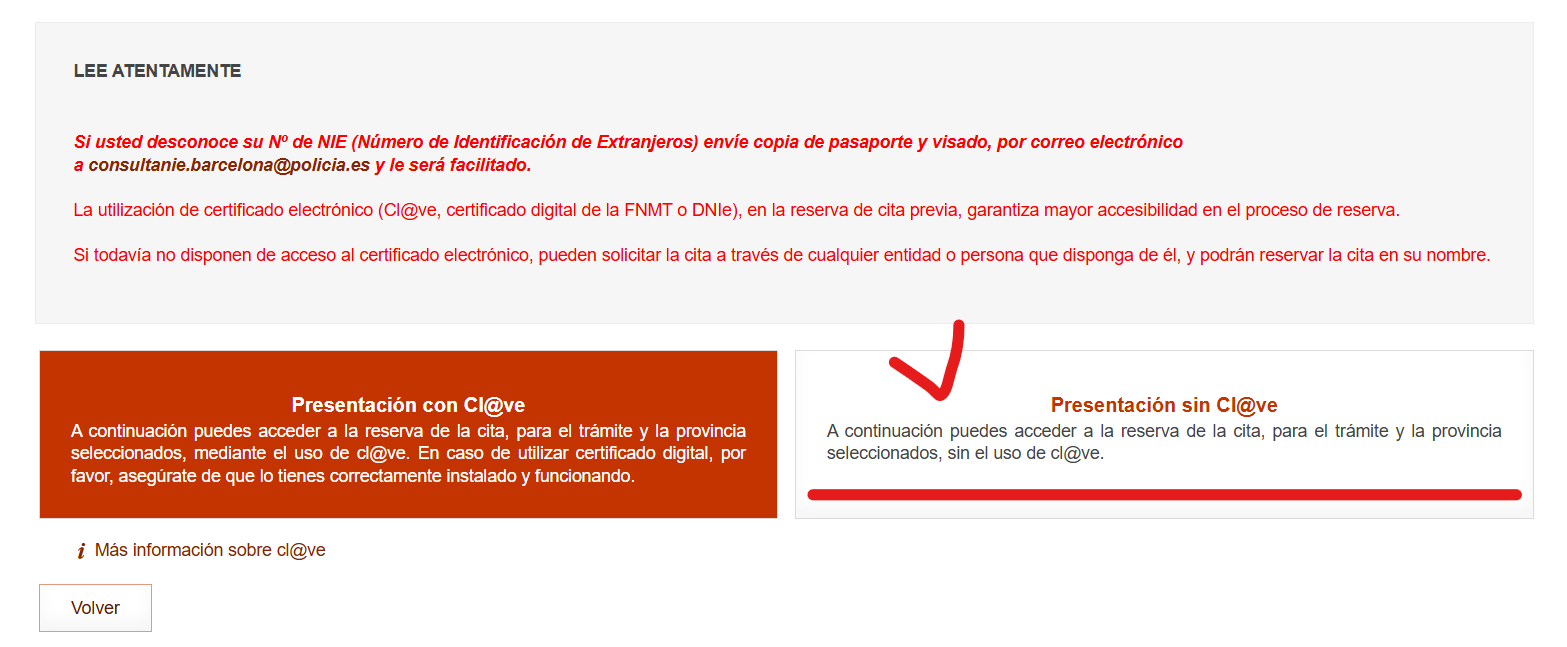 Confirmation screen showing the option to select at the bottom