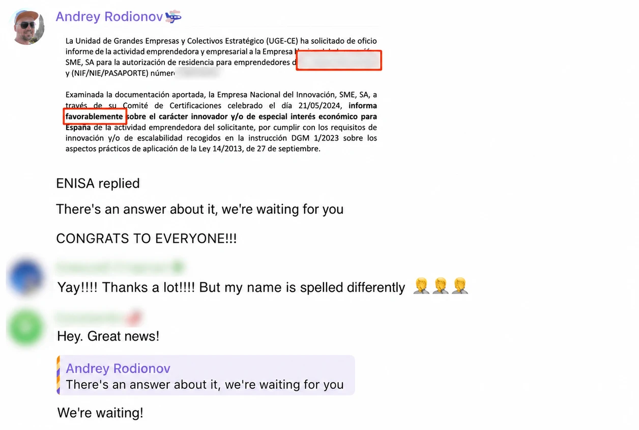 Screenshot of a client conversation with EspañaGo